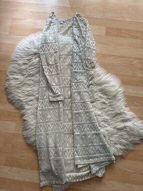 Lularoe Off White Knit Eyelet Open Cardigan Duster Coverup S